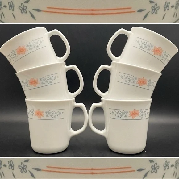 Corning USA Apricot Grove Coffee/Tea Mugs • Set of 6 Cups • Vintage Corelle - Picture 2 of 3